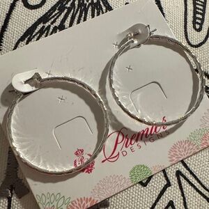 Premier Designs Textured Silver Hoop Earrings